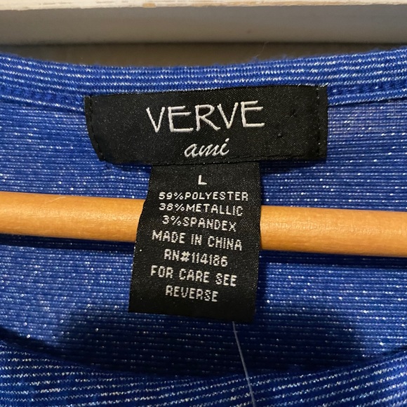 *Verve - blue / metallic ruffled sleeveless top - Picture 4 of 4